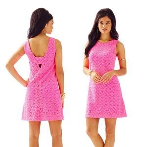 Lilly Pulitzer Callie Trellis Knit Lace Shift Dress Kit Royal Hot Pink XS